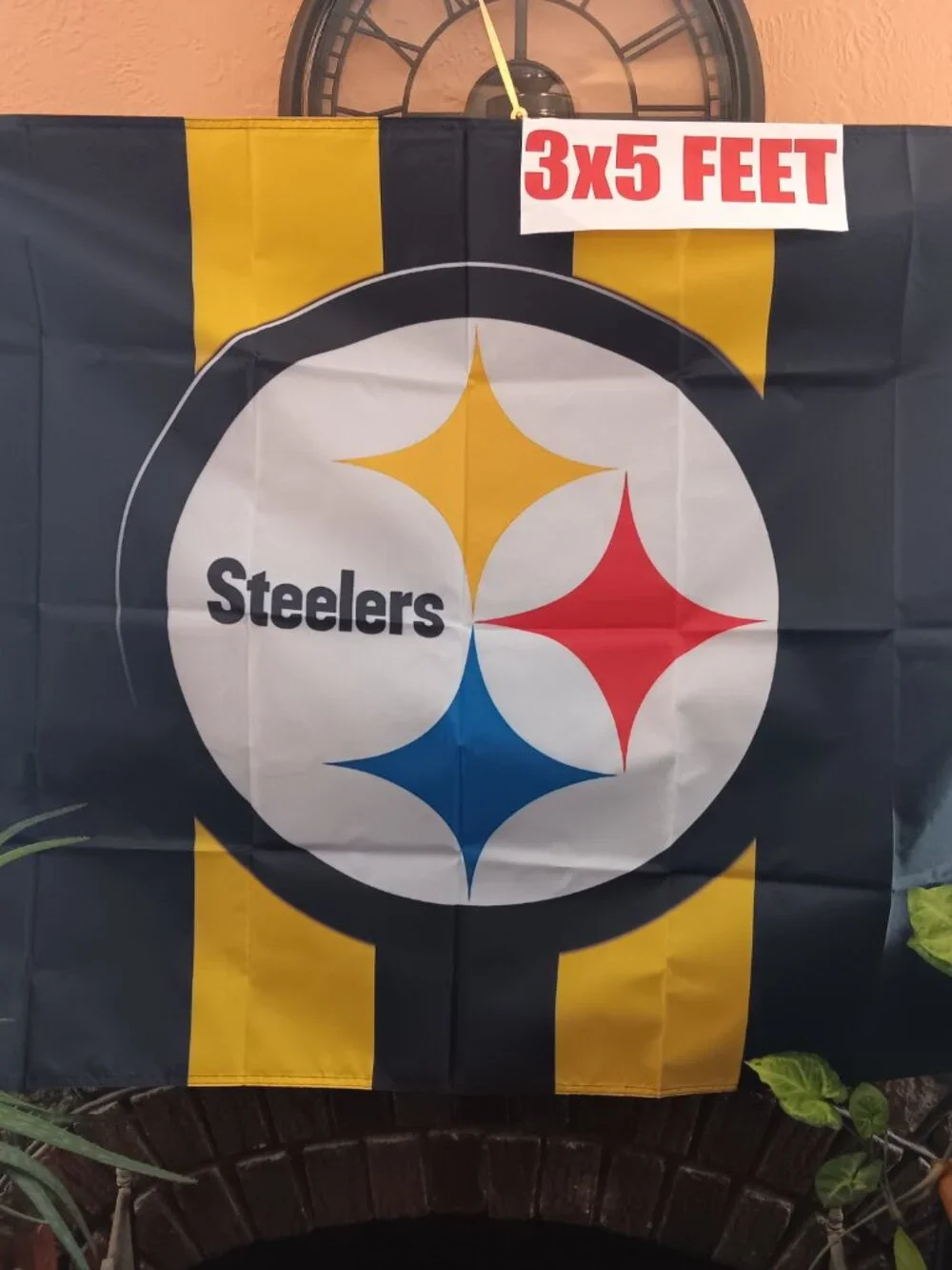 Pittsburgh Steelers Center Logo Stripes NFL 3X5 Feet Flag Banner